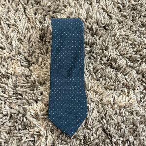 Vintage Guy Laroche Silk Tie Teal Blue Polka Dot